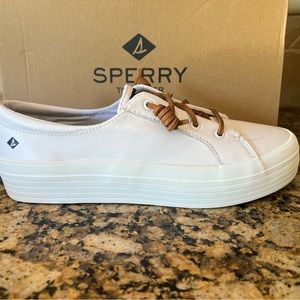 NIB Sperry Leather Crest Sneakers White 10M